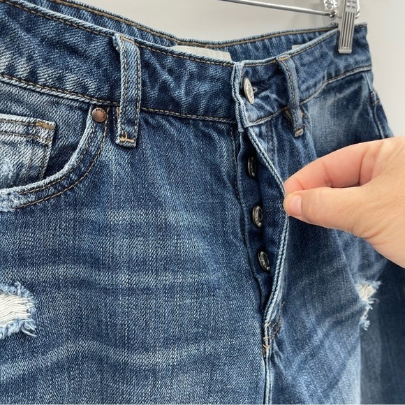 PACSUN Straight Leg Distressed Mom Jeans 90's Button Fly High Rise Size 25 - Picture 4 of 9